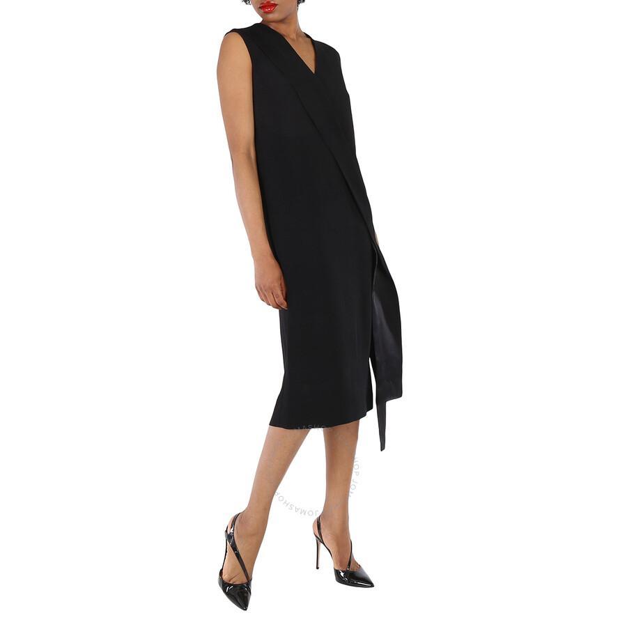 BURBERRY Ladies Black Sash-detail Midi Dress Product Image