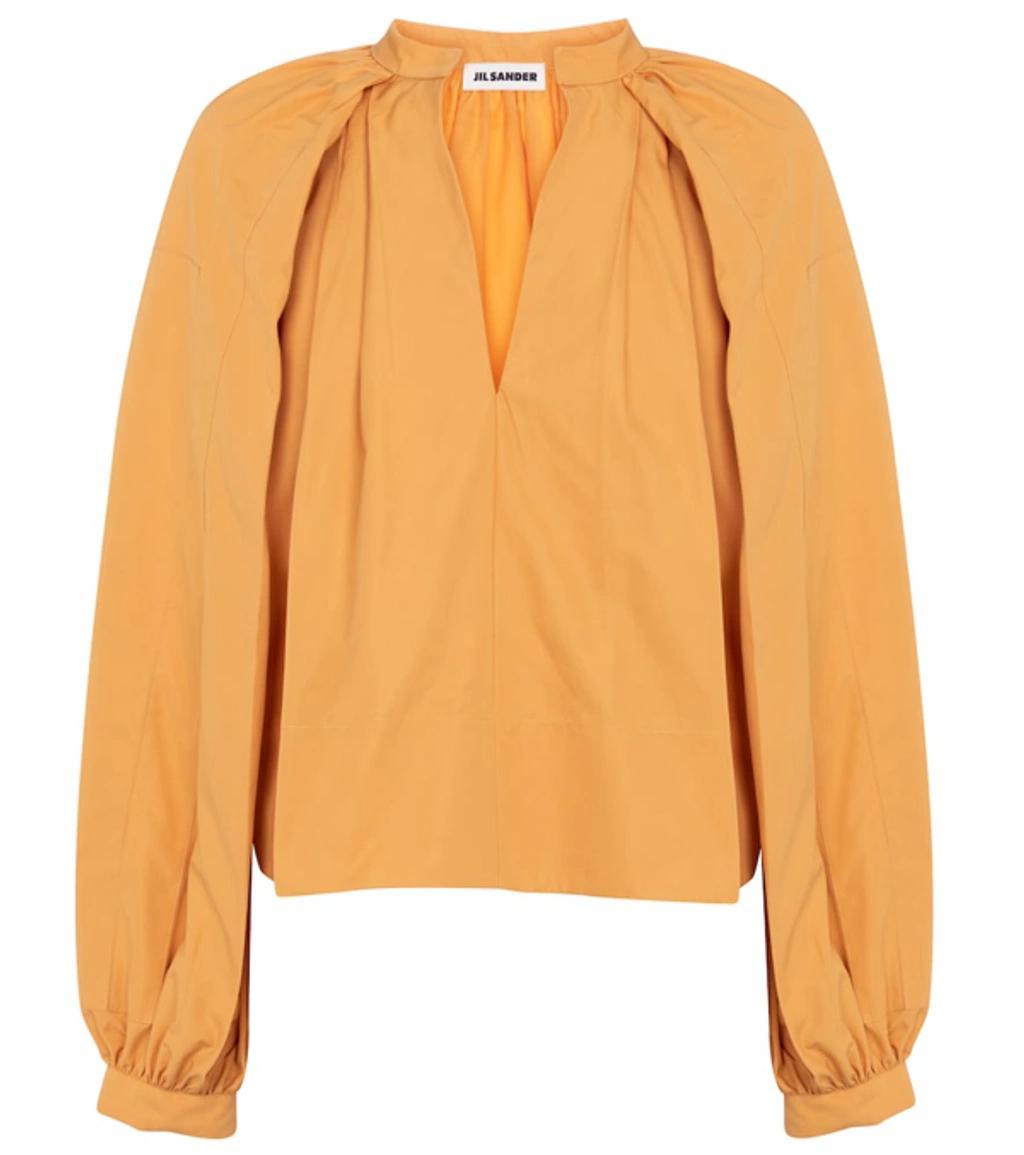 JIL SANDER Cotton Blouse In Orange Product Image