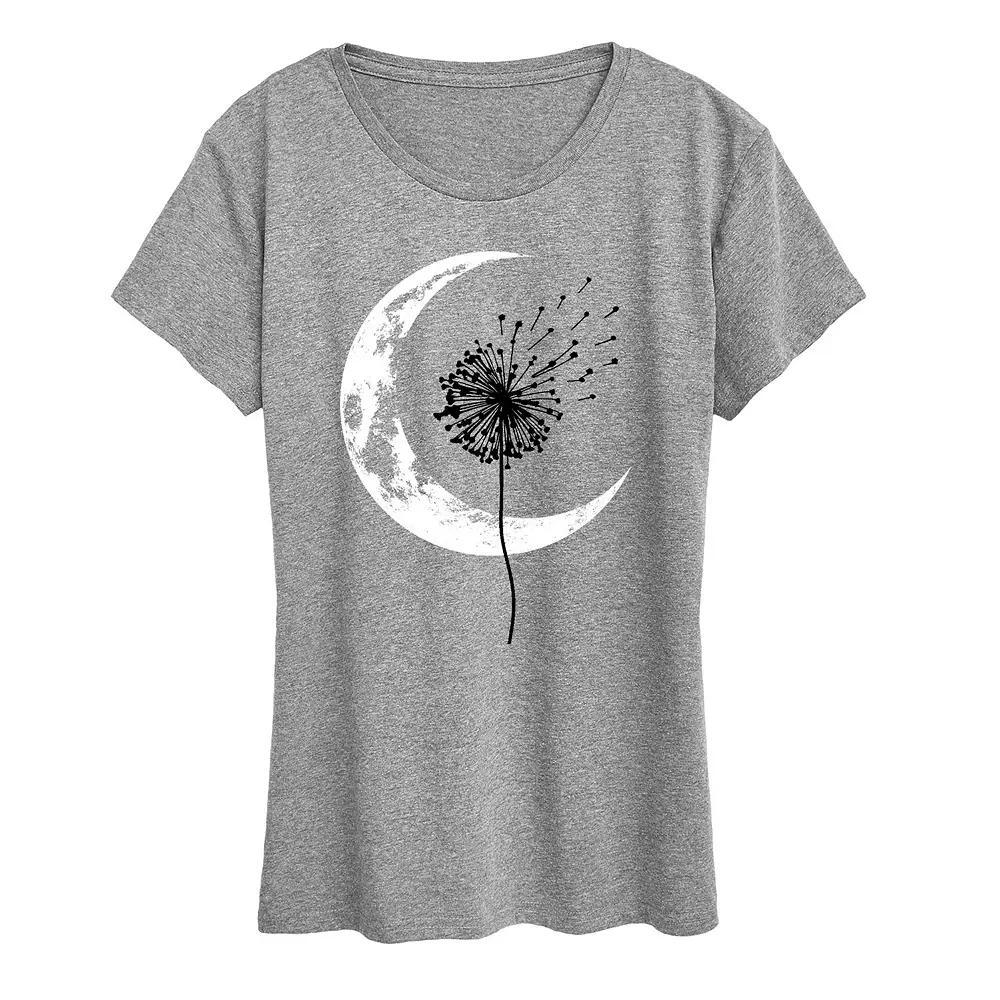 Women's Dandelion Crescent Moon Graphic Tee, Girl's, Size: XXL, Grey Grey Product Image