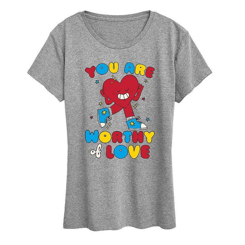 Womens You Are Worthy Of Love Graphic Tee, Girls Product Image