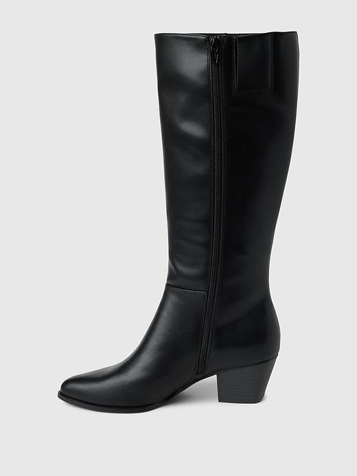 Vegan Leather Tall Heeled Boots Product Image