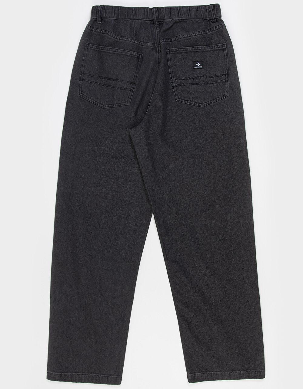 CONVERSE Open Hem Mens Baggy Denim Pants - BLACK Product Image