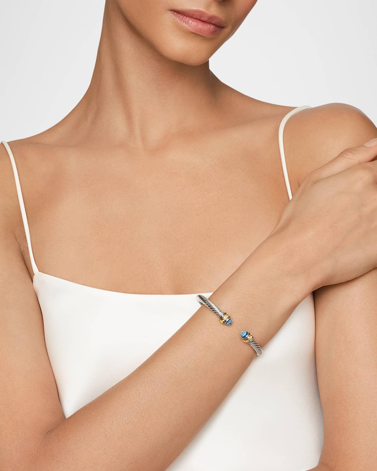 Cable Bracelet with Gemstone in Silver with 14K Gold, 5mm Product Image