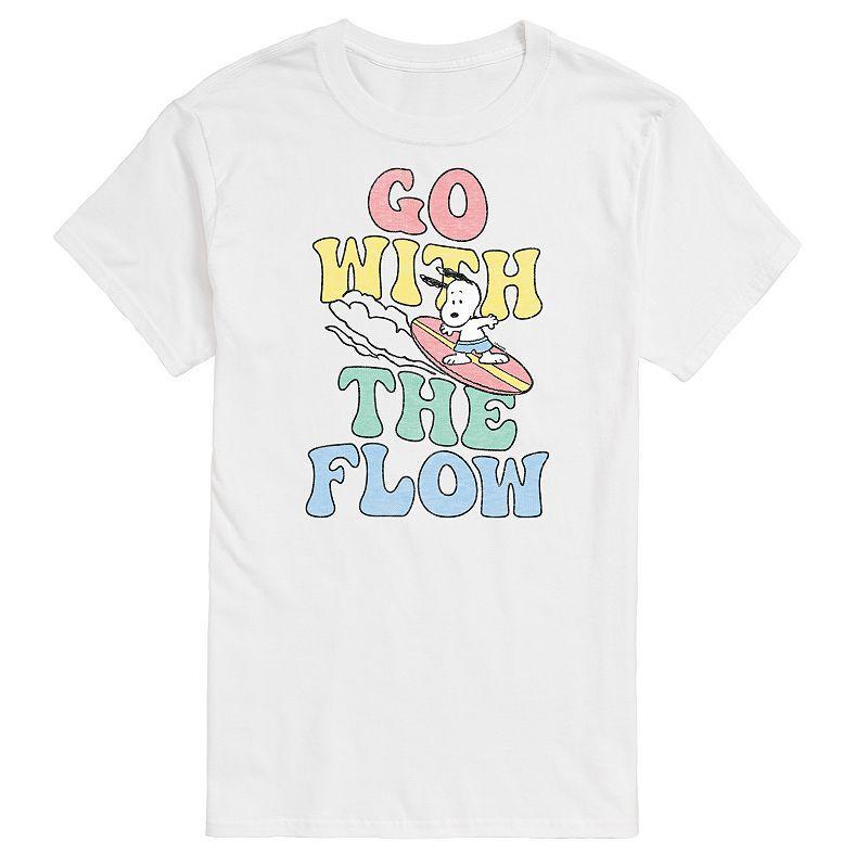 Big & Tall Peanuts Snoopy Surfing "Go With The Flow" Graphic Tee, Men's, Size: 3XL, White Product Image