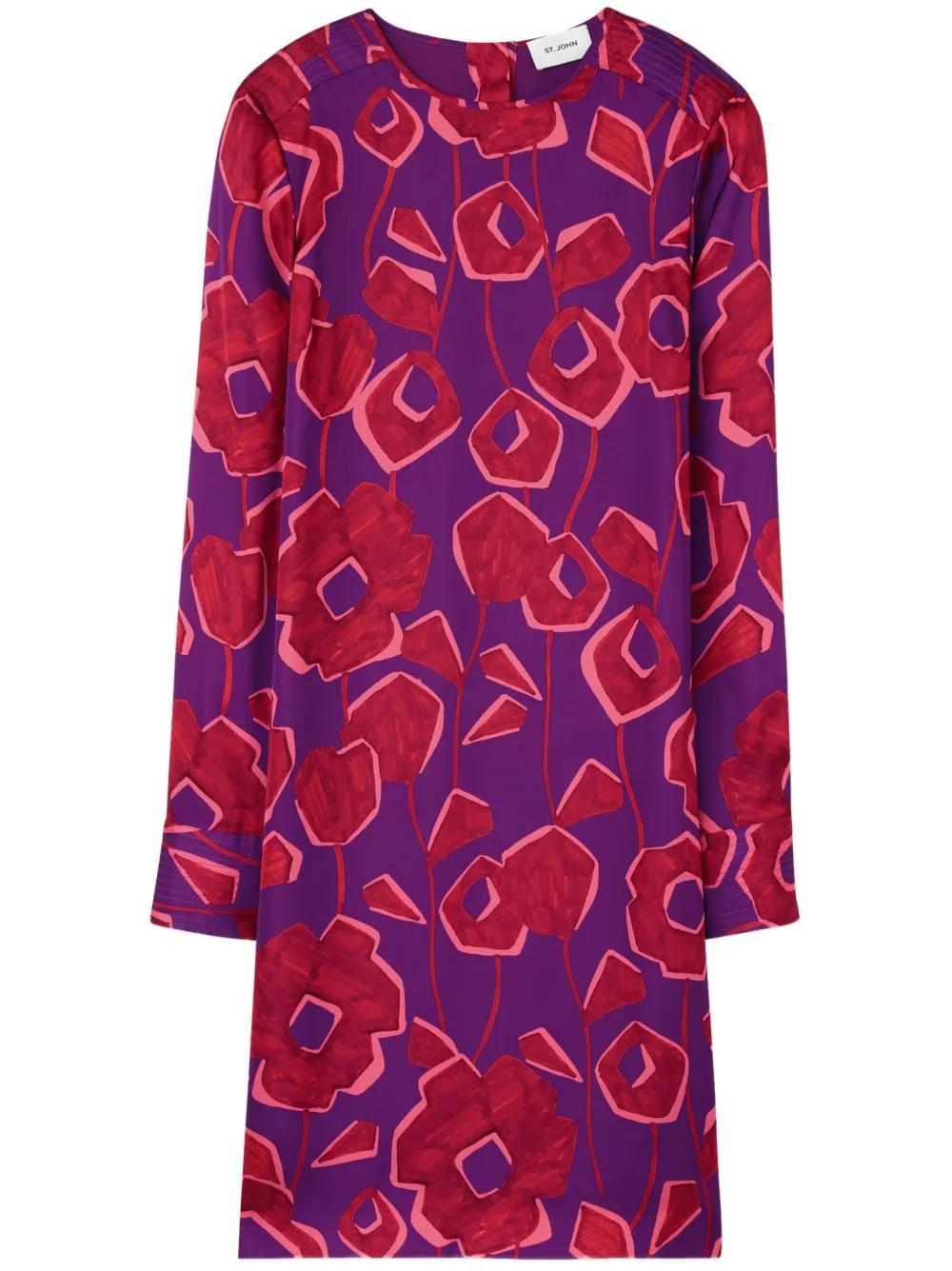 ST JOHN Cubist Floral Print Dress In Harm Product Image