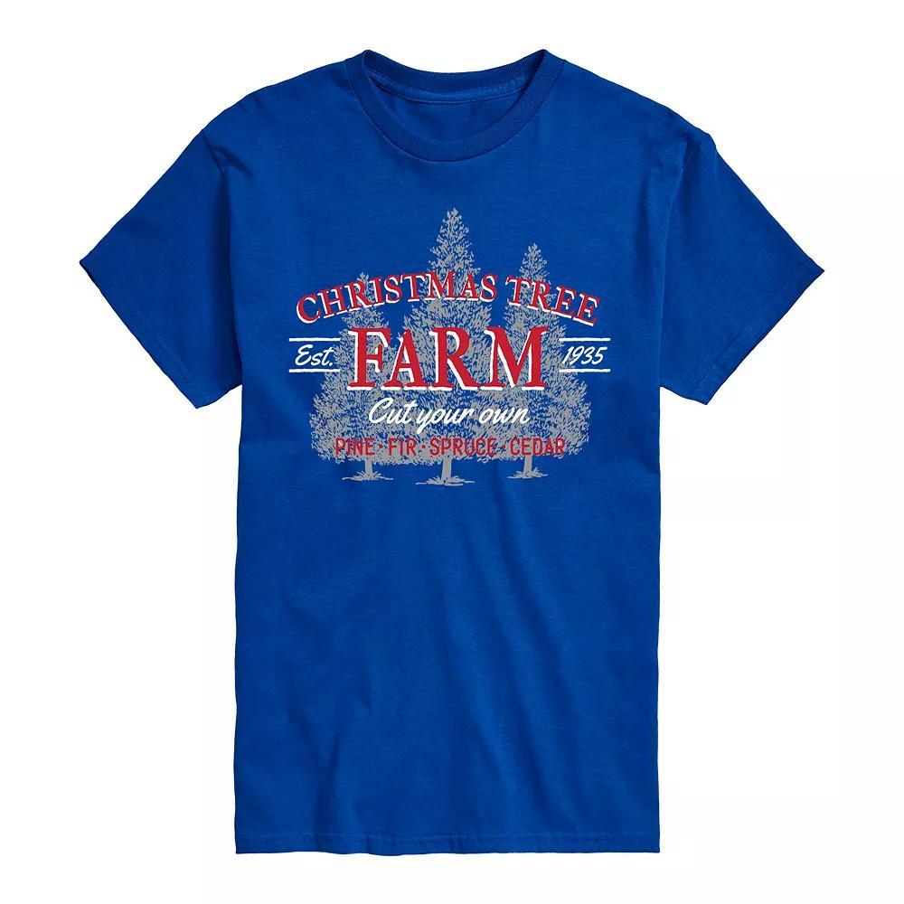 Men's Christmas Tree Farm Sign Tee, Size: Medium, Blue Product Image