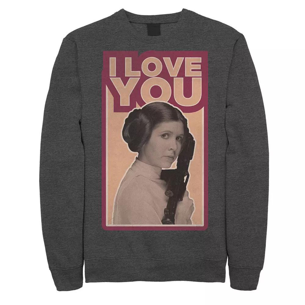 Mens Star Wars Leia I LOVE YOU Iconic Quote Sweatshirt Grey Heather Product Image