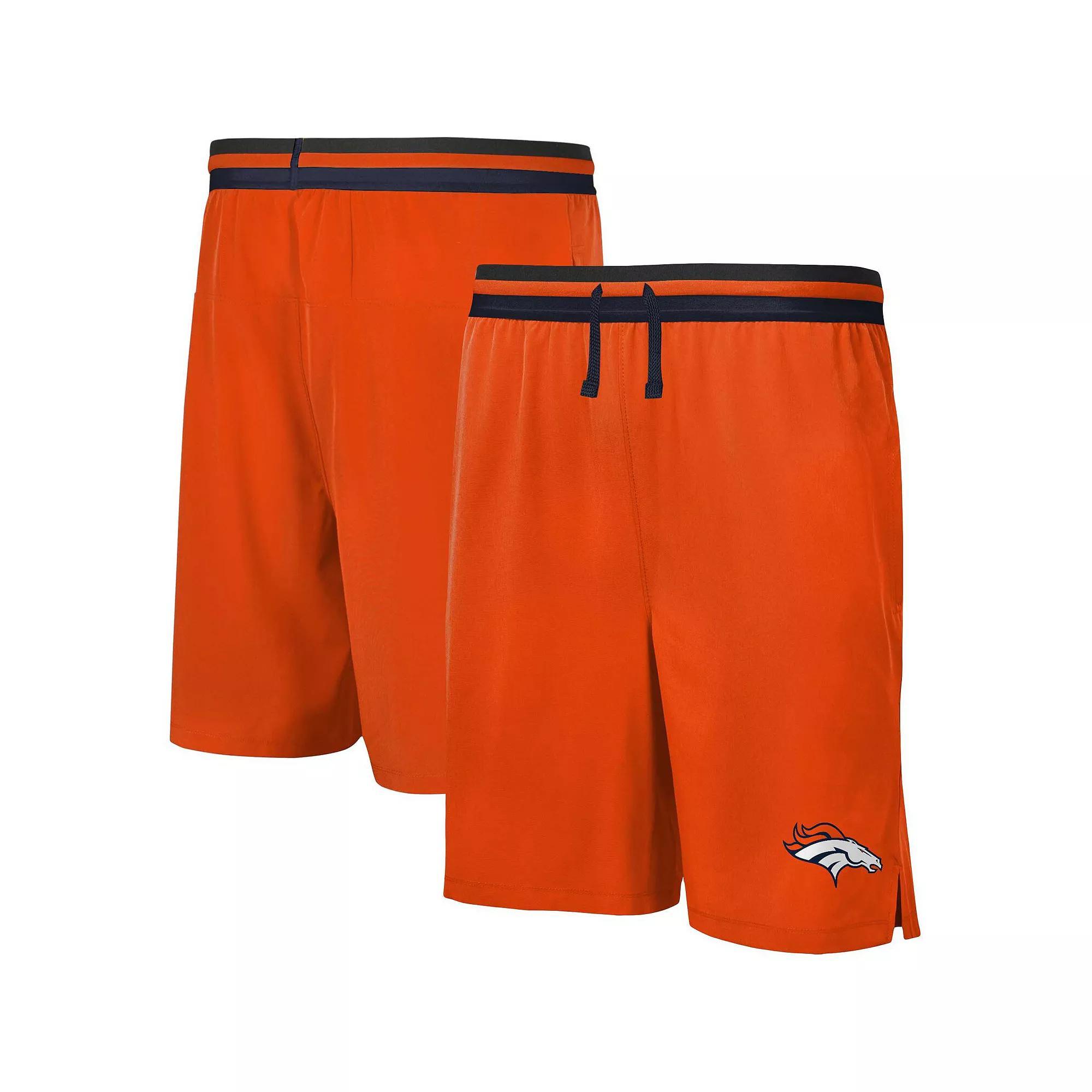 Men's Orange Denver Broncos Cool Down Tri-Color Elastic Training Shorts, Size: XL Product Image
