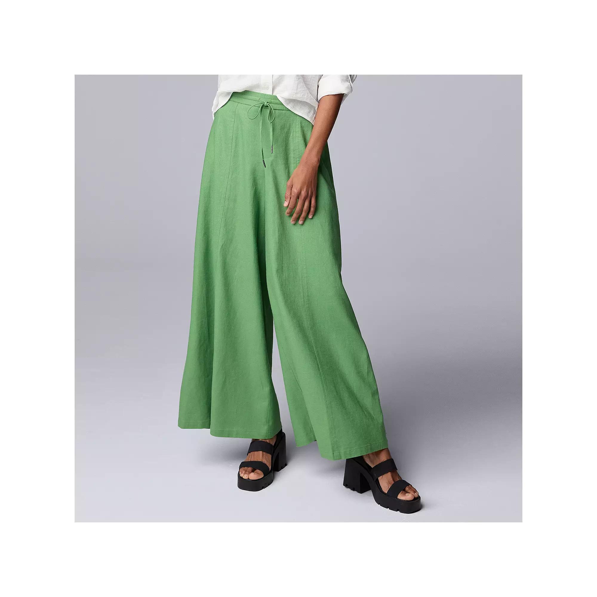 Women's Simply Vera Vera Wang Linen Blend Wide Leg Pants, Size: XS, Autumn Fern Product Image