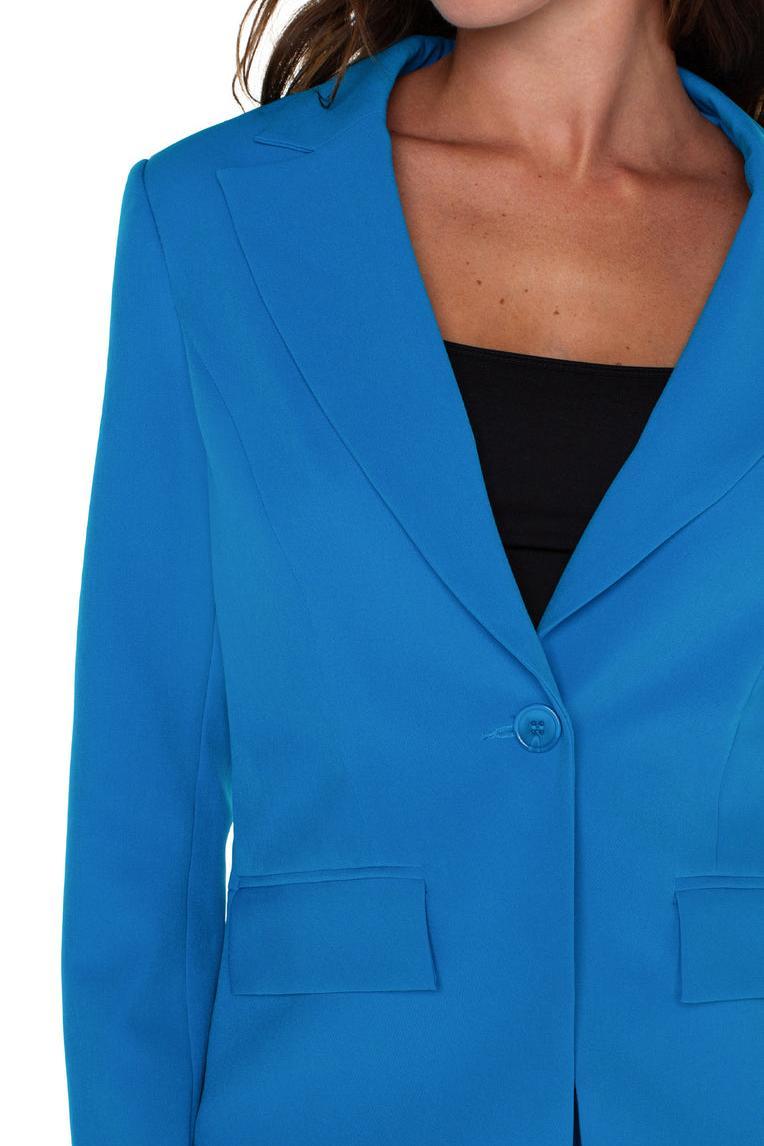 Notch Collar Blazer- Diva Blue Product Image