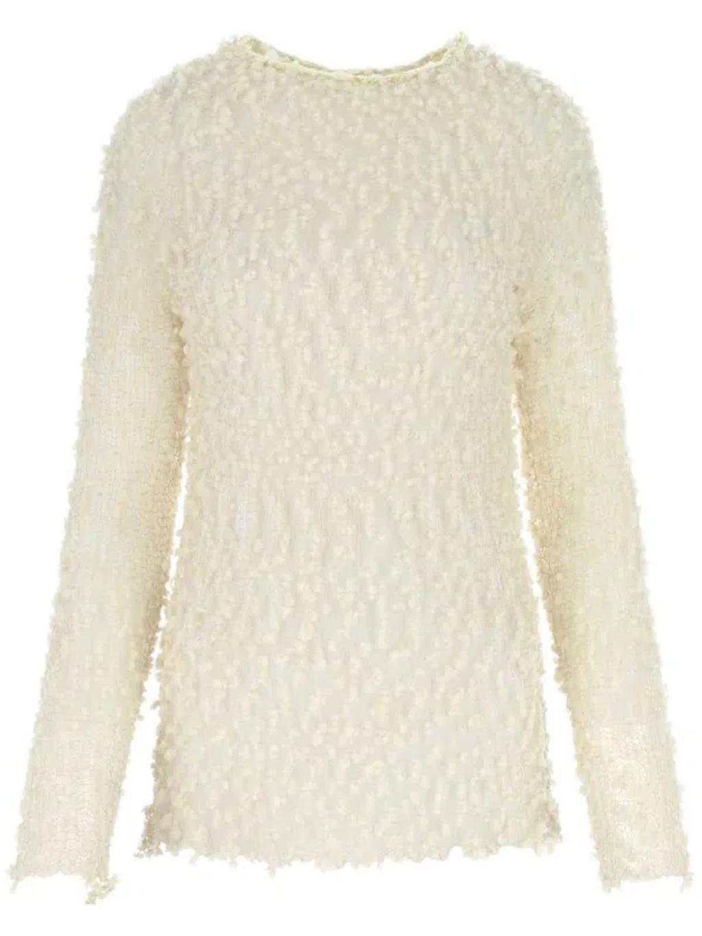 JIL SANDER Mesh Knitted Jumper In White Product Image