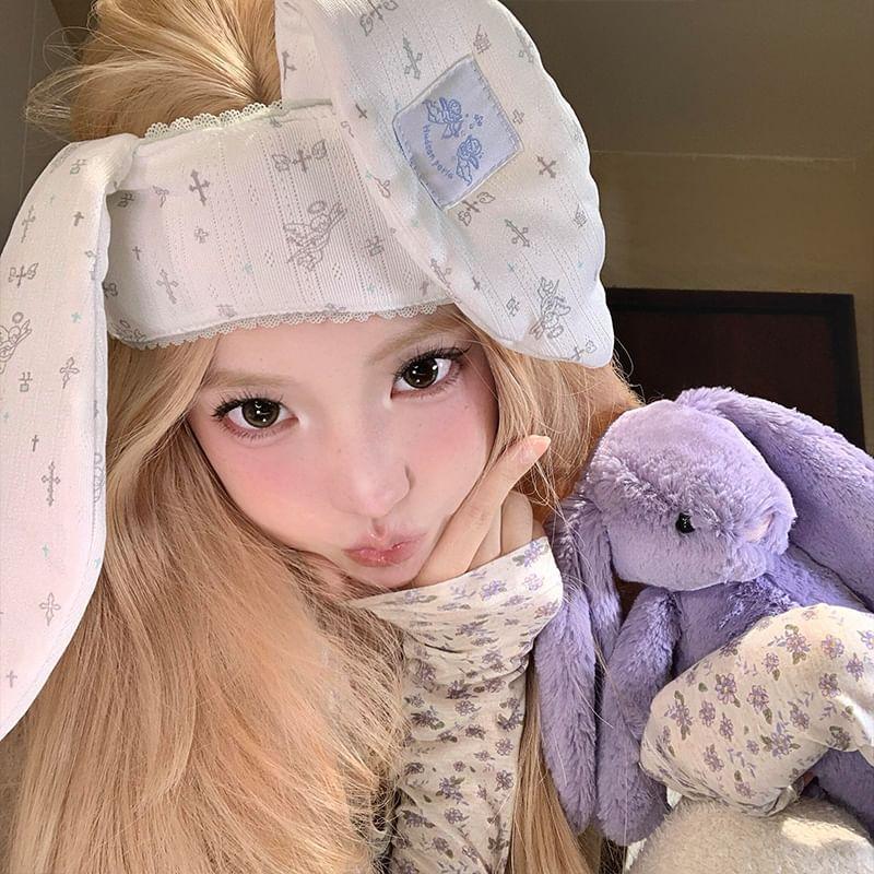 Rabbit Ear Lace Trim Headband / Eye Mask Product Image