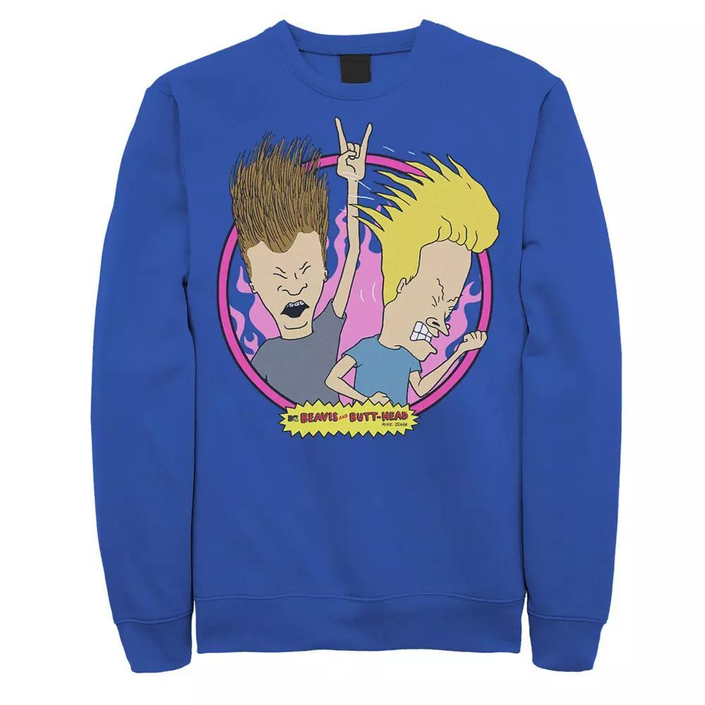 Men's Beavis & Butthead Rock N Roll Circle Portrait Sweatshirt,  Product Image