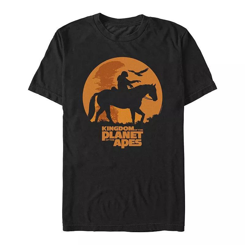 Men's Kingdom Of The Planet Of The Apes Caesar Riding Silhouette Graphic Tee, Size: Medium, Black Product Image