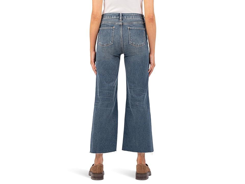 KUT from the Kloth Petite Meg High Rise Fab Ab Wide Leg Raw Hem (Peacefully) Women's Jeans Product Image