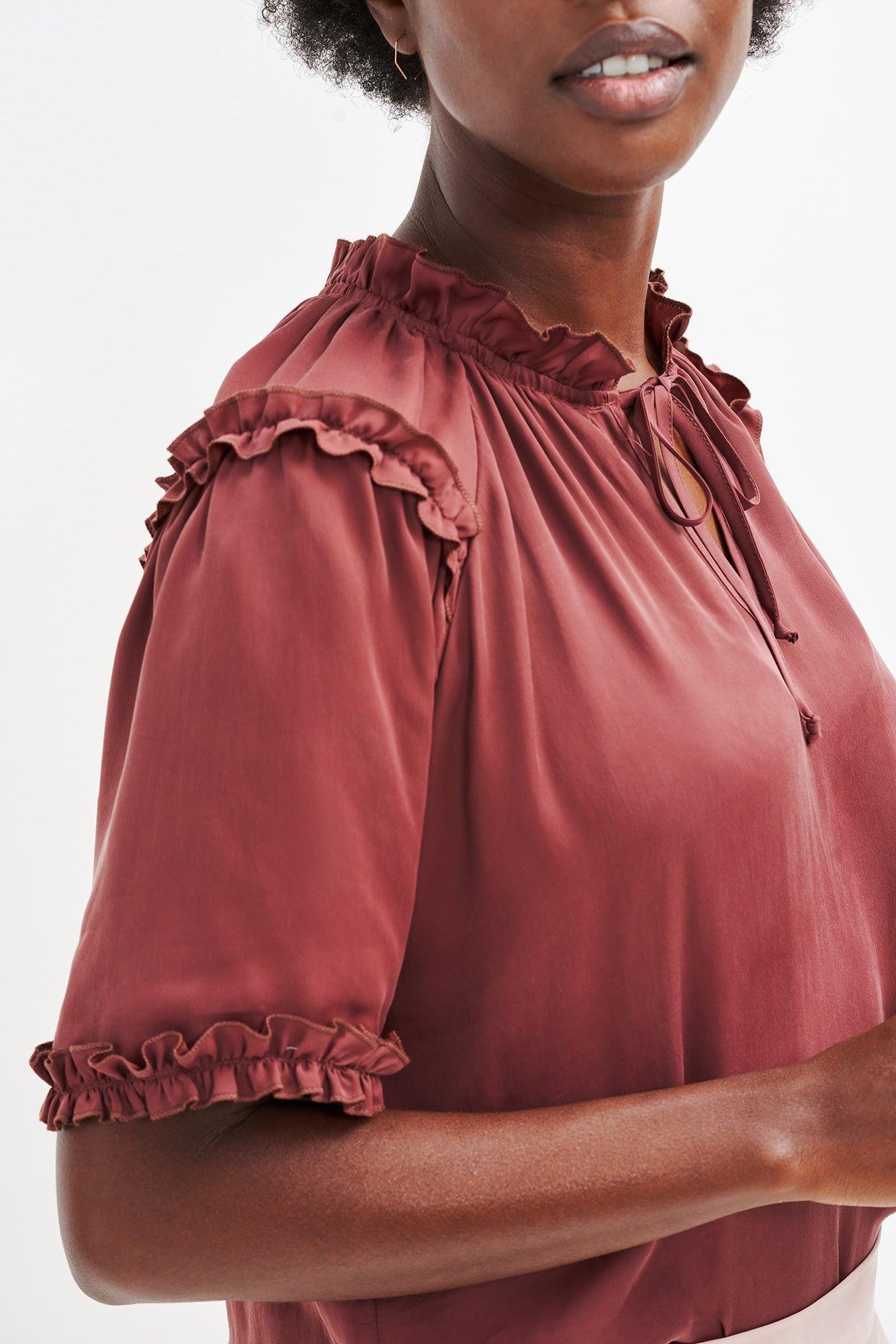 Zuri Cupro Blouse - Earth - ReAmour Product Image