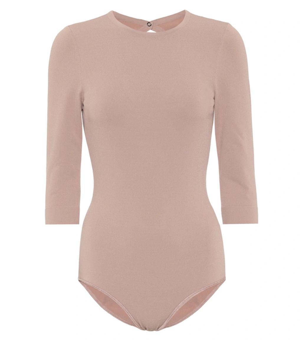 ALAÏA Stretch-knit Bodysuit In Beige Product Image