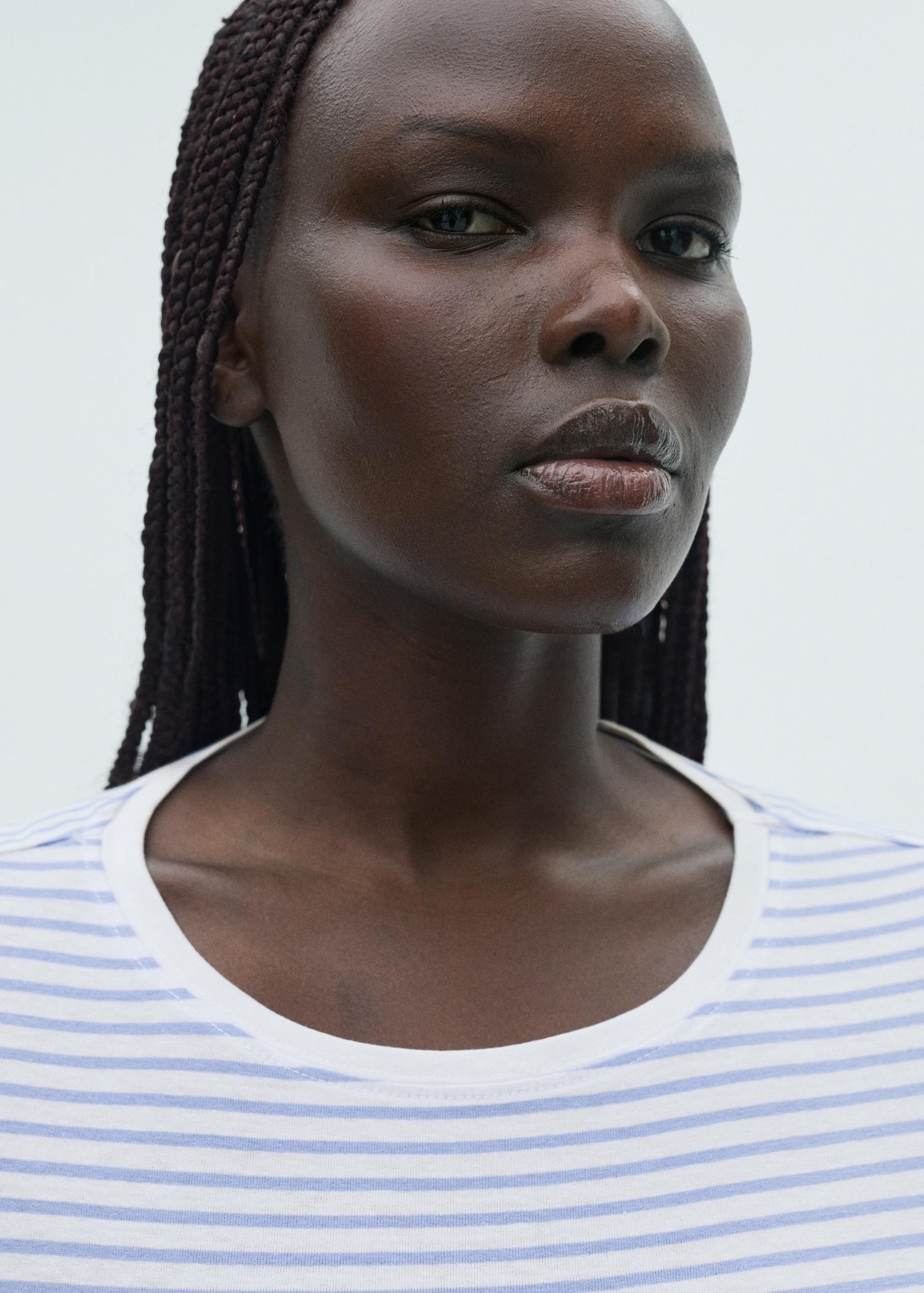 Striped short-sleeved t-shirt - Women | MANGO USA Product Image