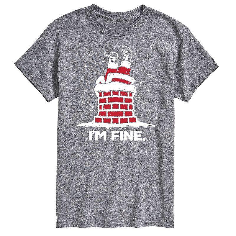 Big & Tall I'm Fine Santa Chimney Graphic Tee, Men's, Size: 4XL Tall, Blue Product Image