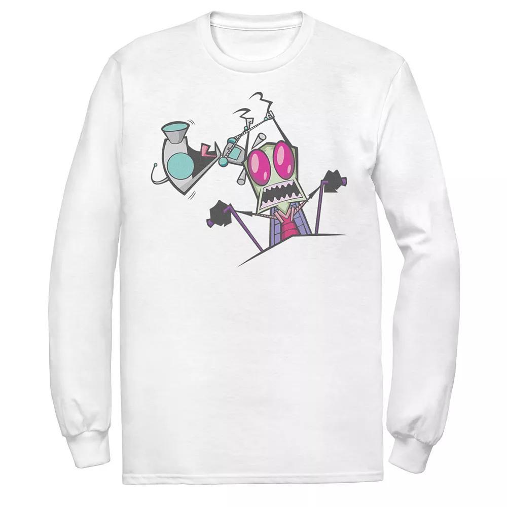 Men's Nickelodeon Invader Zim Gir Pulling Zim's Antennas Portrait Long Sleeve Graphic Tee,  Product Image