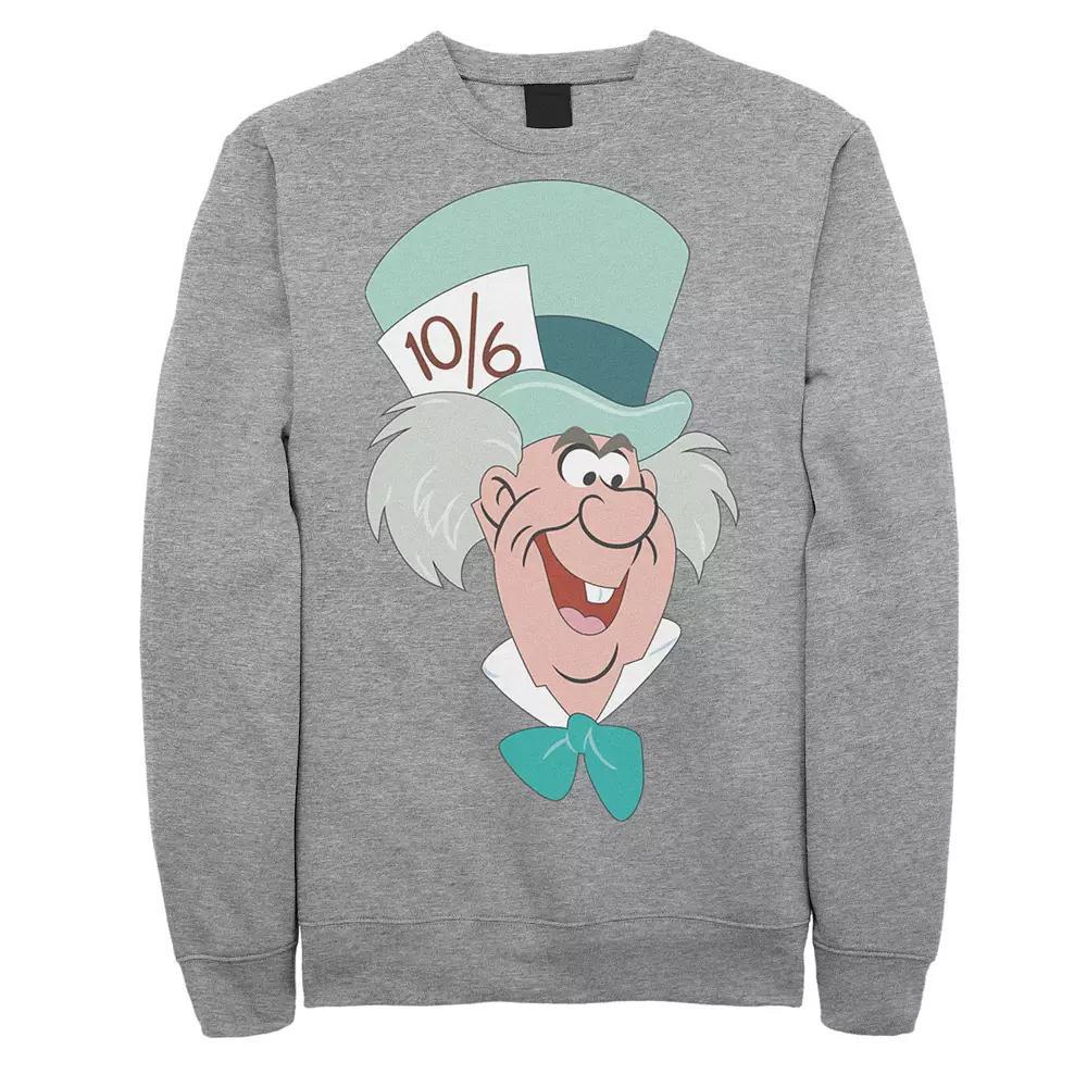 Disney's Alice In Wonderland Mad Hatter Men's Big Face Sweatshirt, Size: Medium, Athletic Grey Product Image