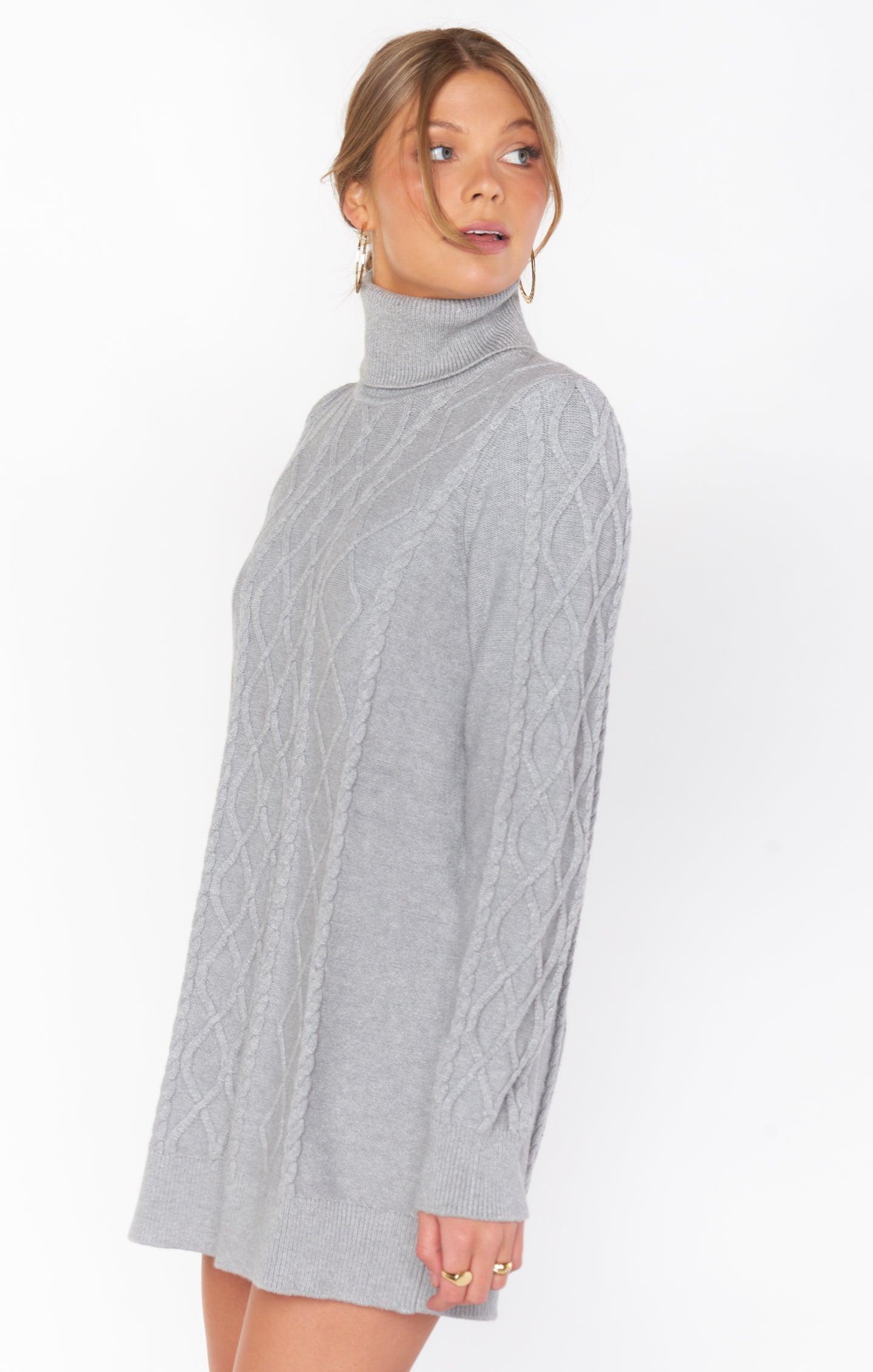 Montreal Mini Dress ~ Grey Cable Knit Product Image