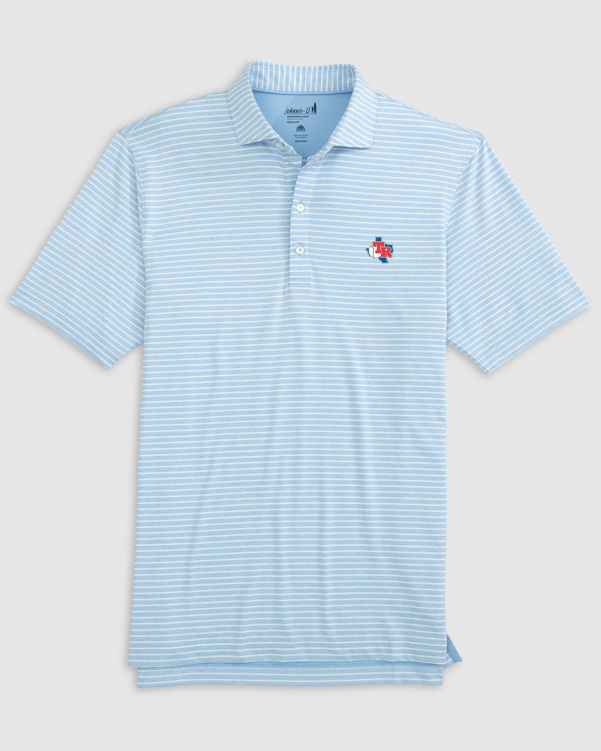 johnnie-O Texas Rangers Clipperr Striped Jersey Performance Polo - Cooperstown Logo Product Image