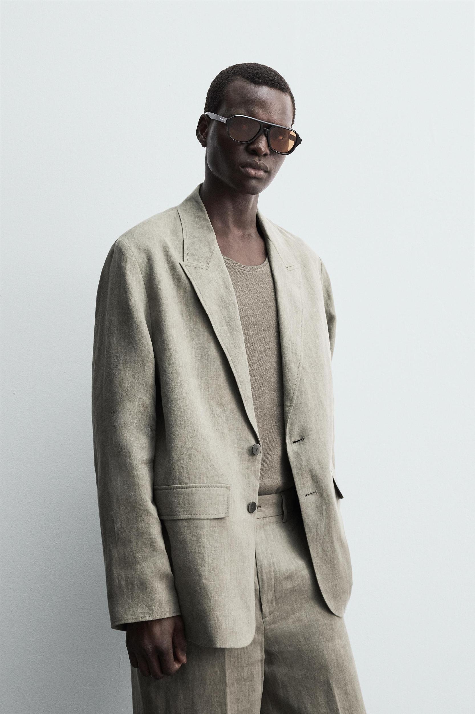 WASHED 100% LINEN SUIT BLAZER Product Image