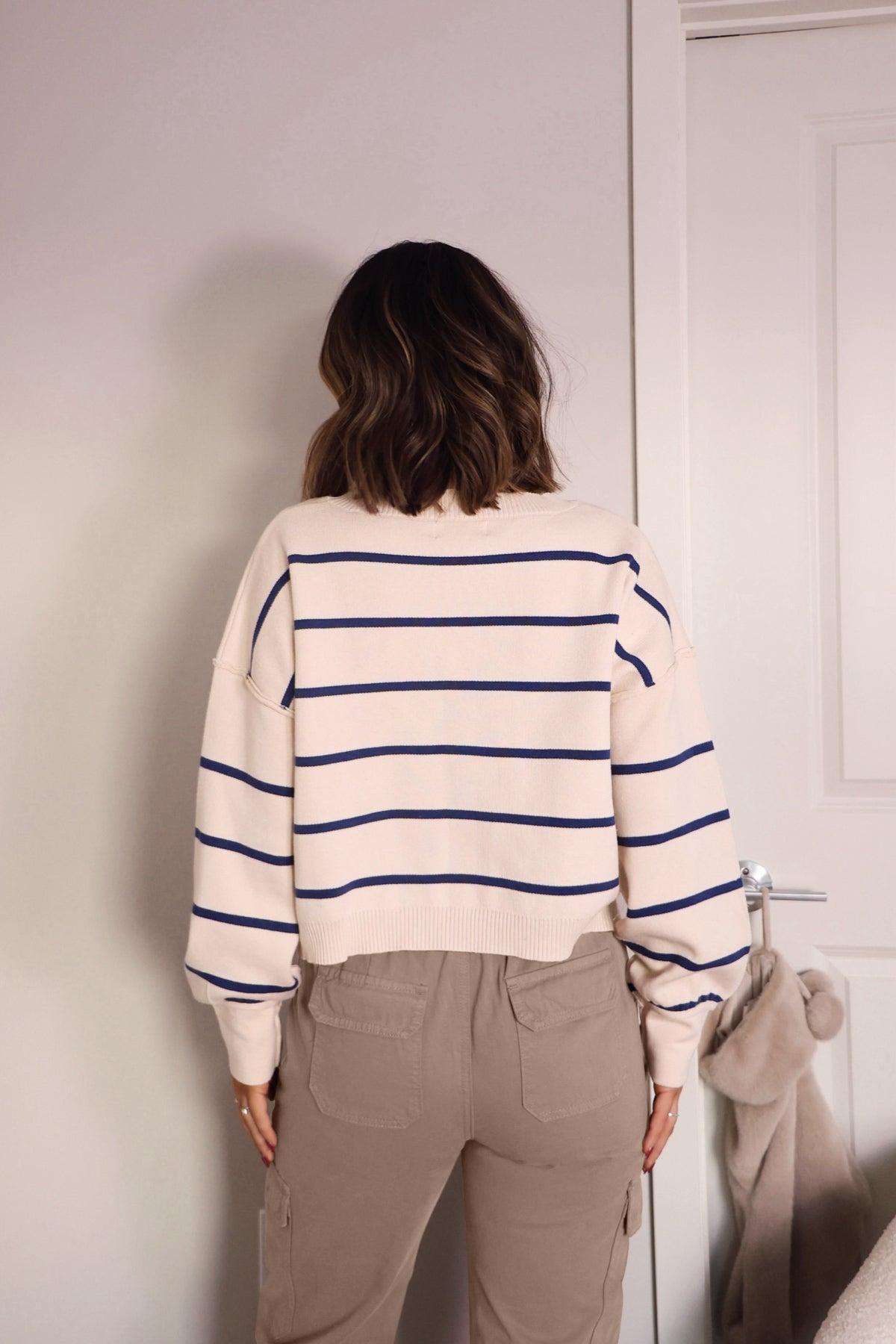 Ivory Striped Pullover Sweater - FINAL SALE Product Image