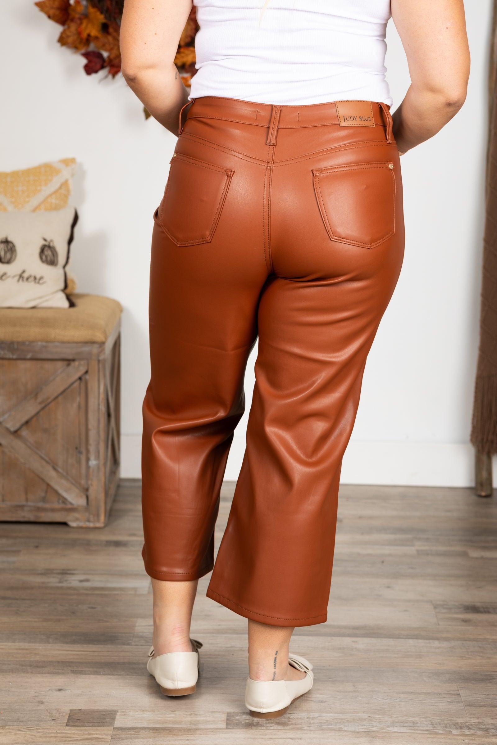 Judy Blue Tummy Control Faux Leather Crop Pant Product Image