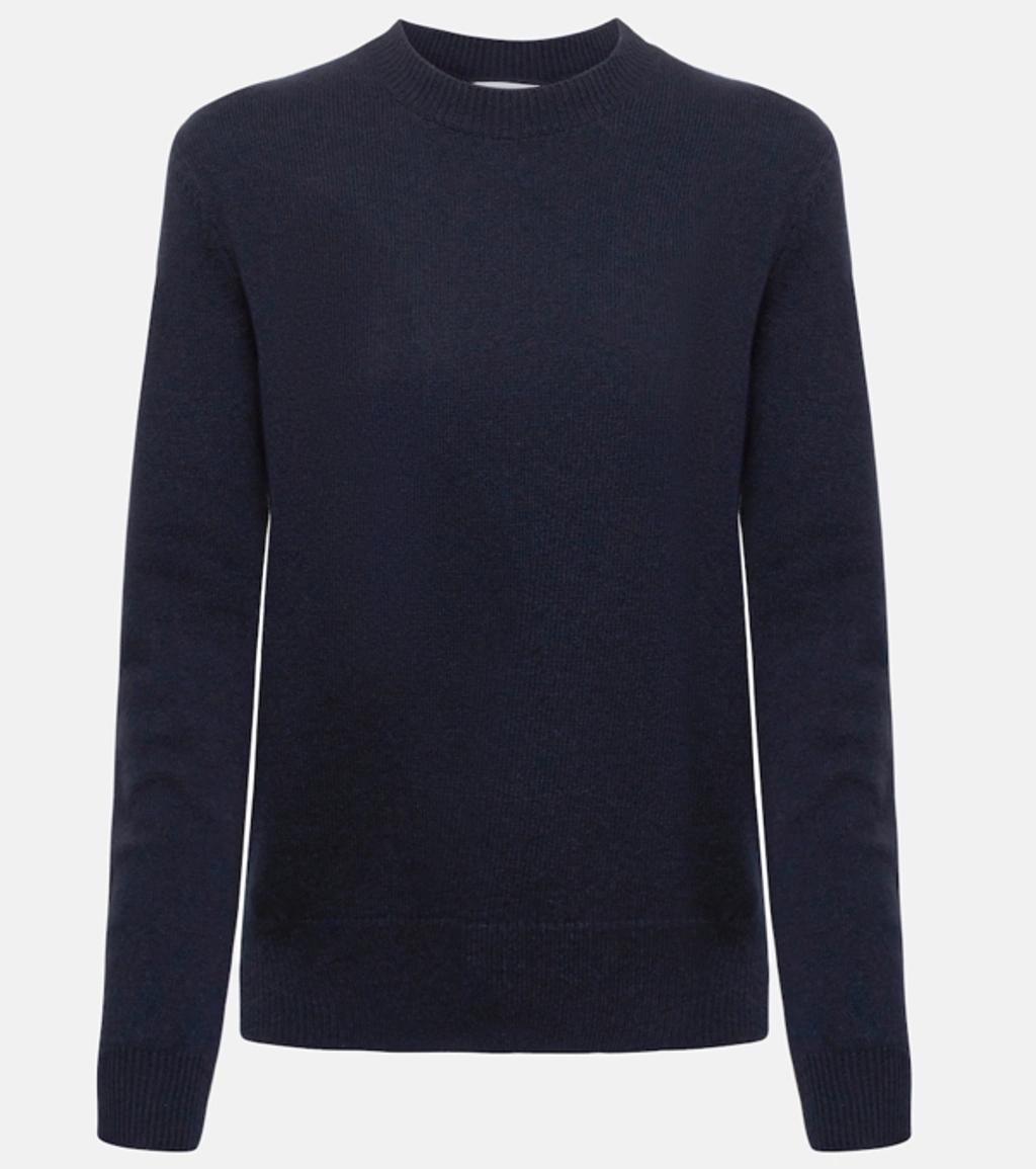 BOTTEGA VENETA Cashmere And Leather Sweater In Navy Product Image