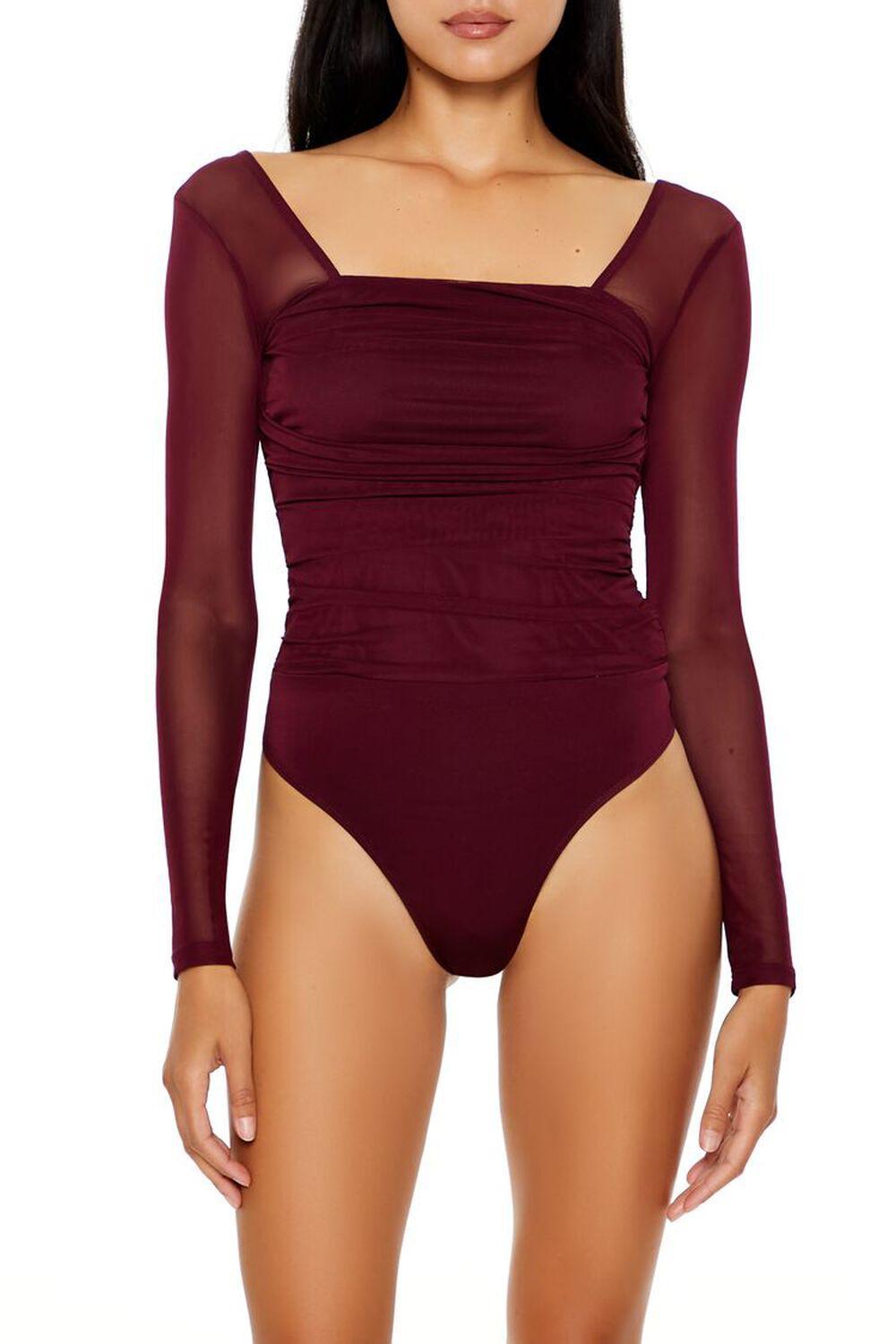 Ruched Mesh Thong Bodysuit | Forever 21 Product Image