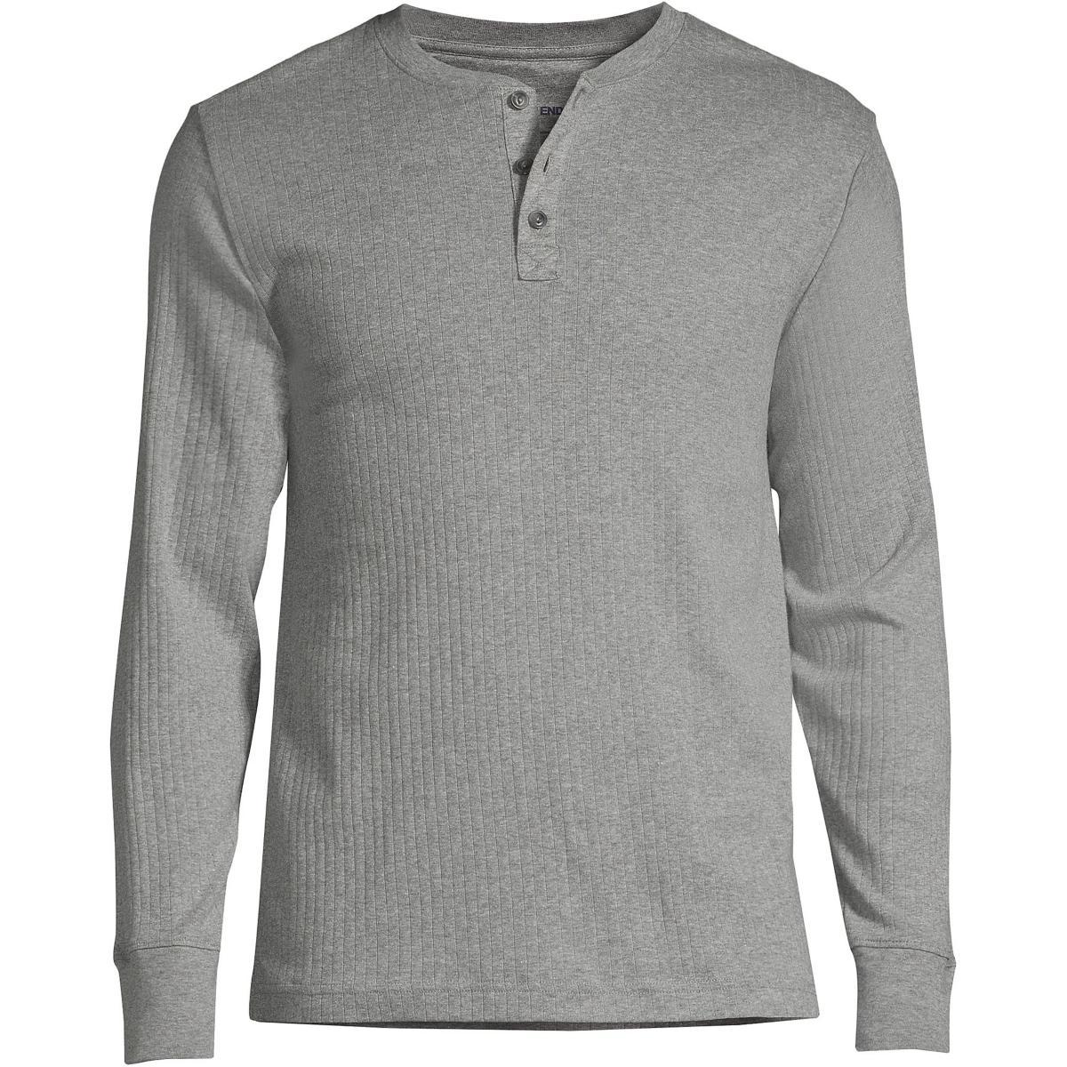 Men's Lands' End Ribbed Pajama Sleep Henley, Size: XL, White Product Image