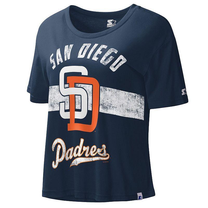 Womens Starter San Diego Padres Cooperstown Collection Record Setter Crop Top Blue Product Image