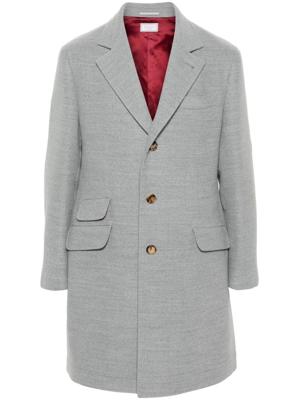 BRUNELLO CUCINELLI Wool Coat In Grey Product Image