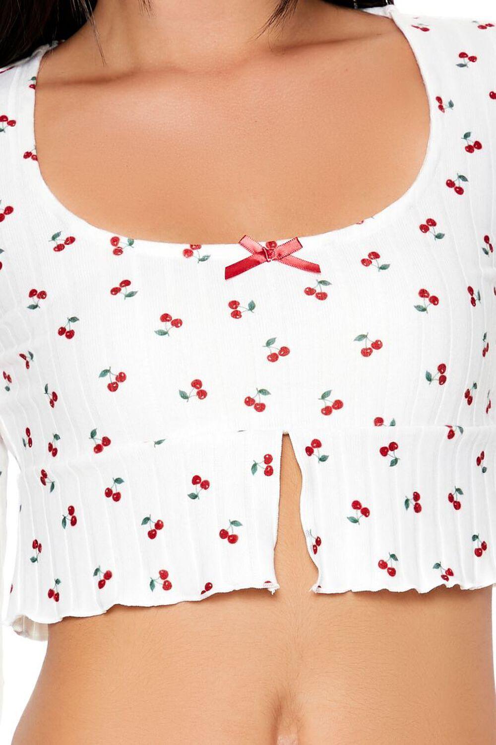 Cherry Print Pajama Crop Top | Forever 21 Product Image