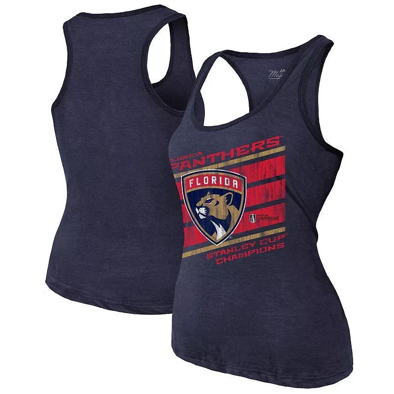 Women's Majestic Threads  Navy Florida Panthers 2024 Stanley Cup Champions Tri-Blend Racerback Tank Top, Size: XL, Pnt Blue Product Image