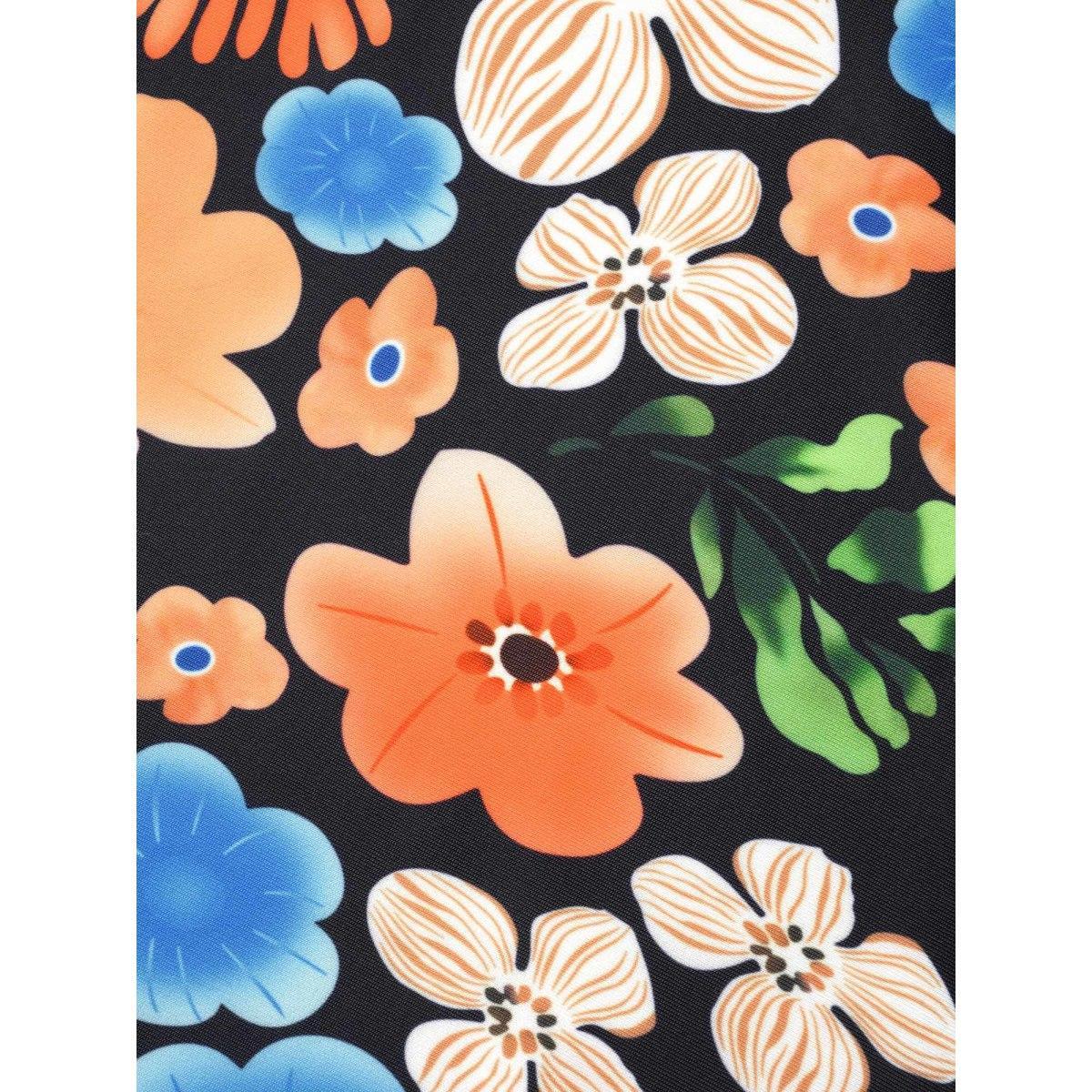 Plus Size Floral Heart Neckline Twist Front Swim Dress Women's Swimwear Multicolor Beach Bodycon Heart neckline High stretch Curve Swim Dresses BloomChic 22-24/3X Product Image