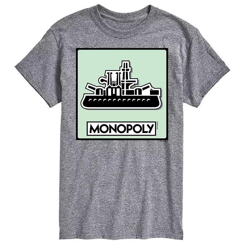 Men's Monopoly Ship Game Token Graphic Tee, Size: Large, Grey Product Image