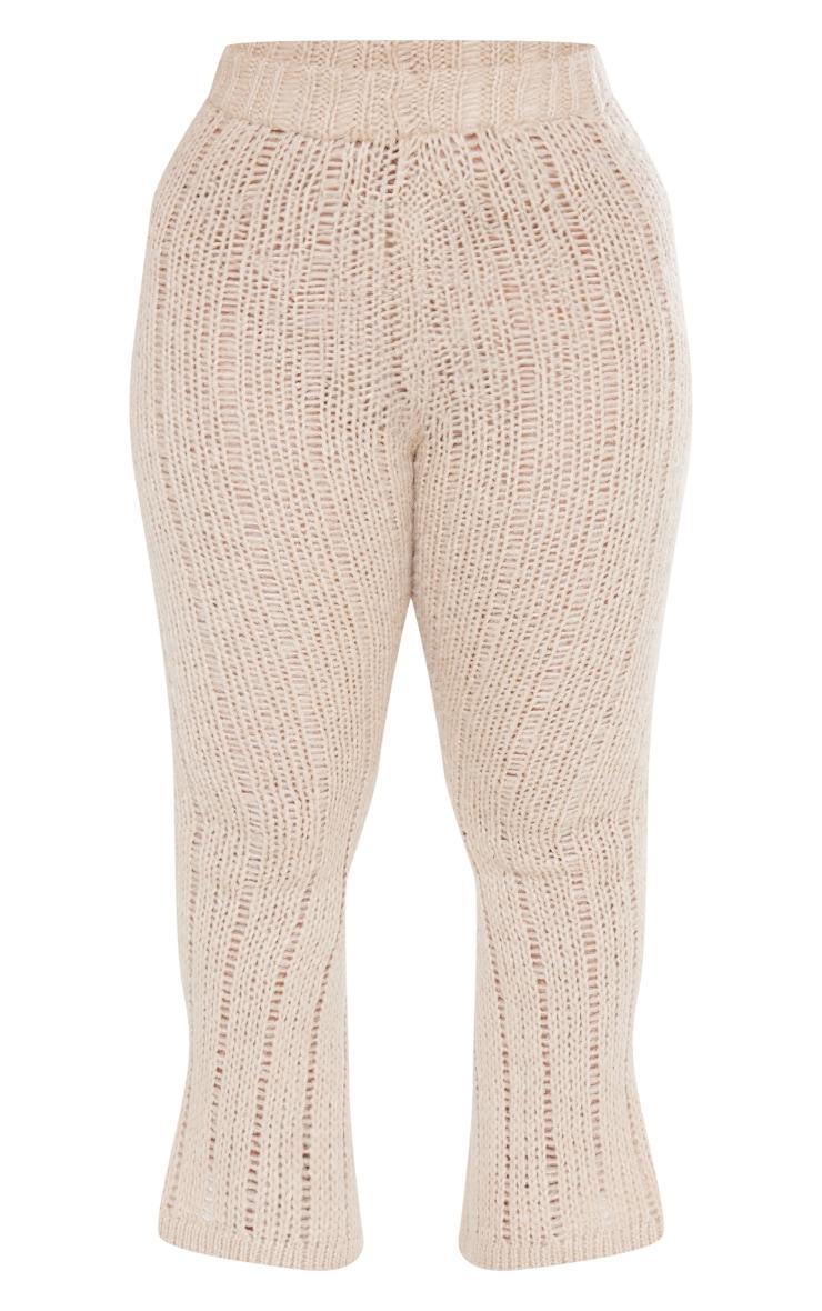 Shape Oatmeal Knit High Waist Flare Pants Product Image