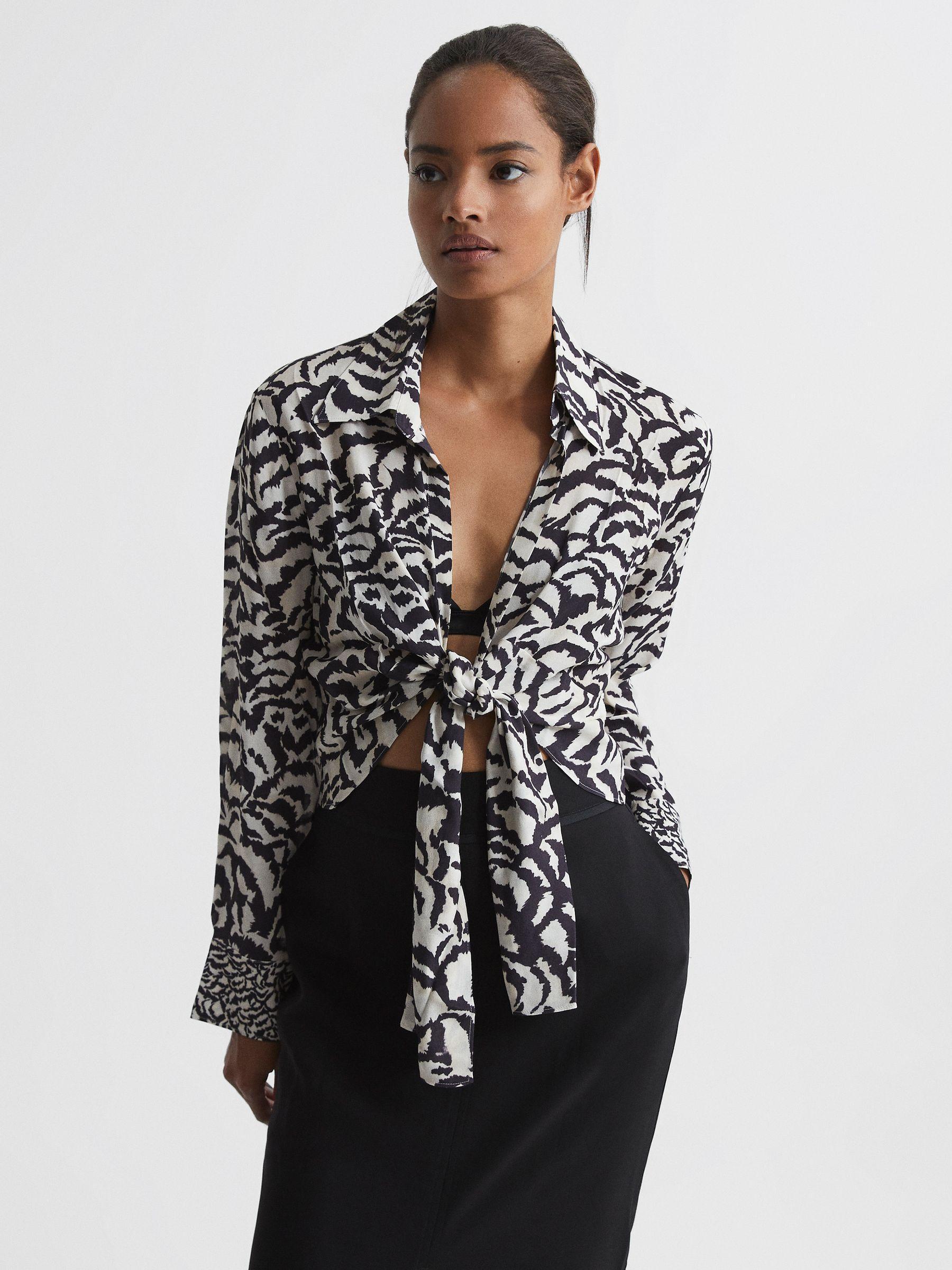 Monochrome Zebra Print Top in Black Product Image