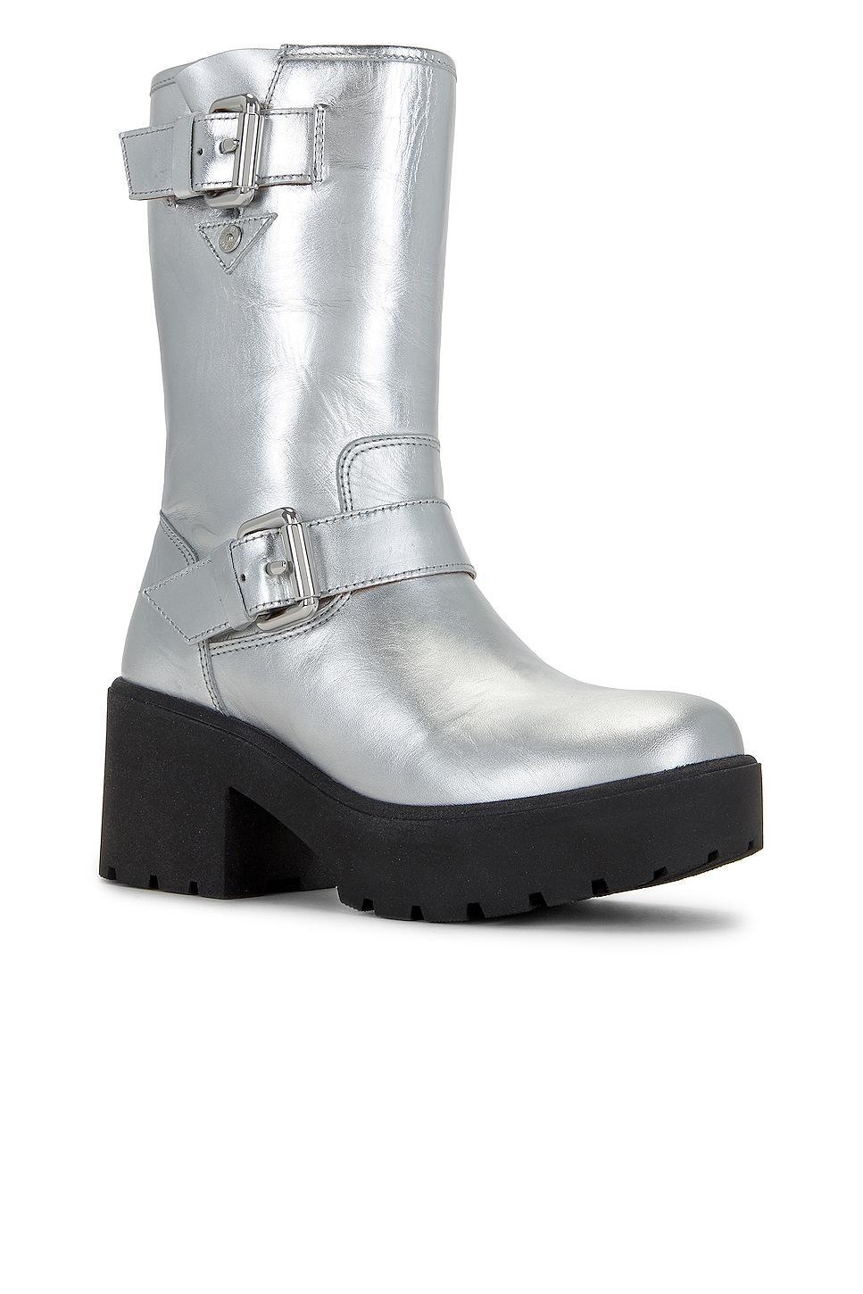 Moschino Jeans Soft Leather Boot in Metallic Product Image