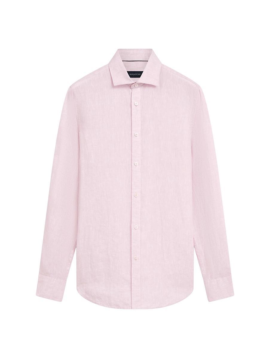 Mens Linen Long-Sleeve Button-Up Shirt Product Image