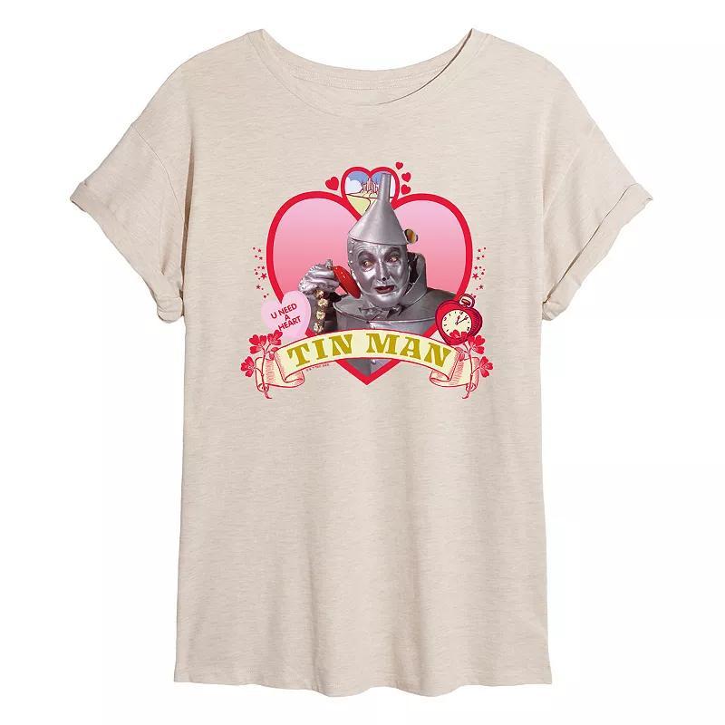 Juniors' The Wizard of Oz Tin Man Heart Oversized Tee, Girl's, Size: Medium, Beige Product Image