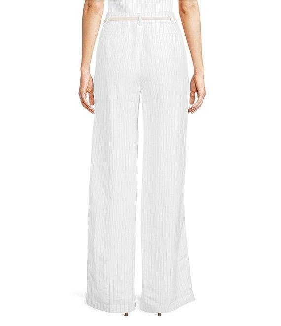 Calvin Klein Pinstripe Linen Blend Pants Product Image