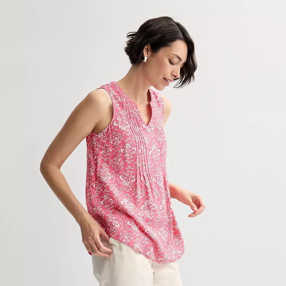 Petite Croft & Barrow® Pintuck Sleeveless Shell Top, Women's,  Product Image