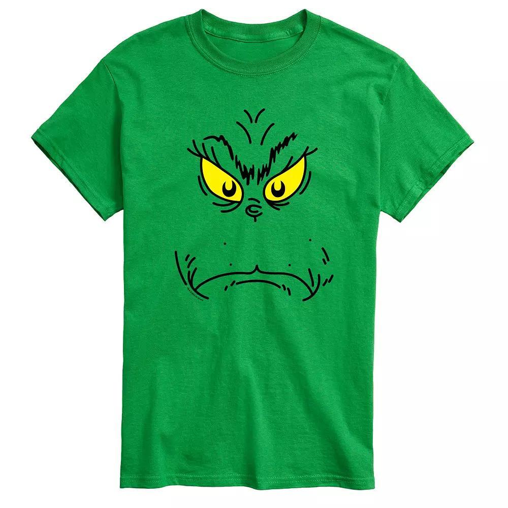 Men's Dr. Seuss The Grinch Grumpy Grinch Face Graphic Tee, Size: XXL, Green Product Image