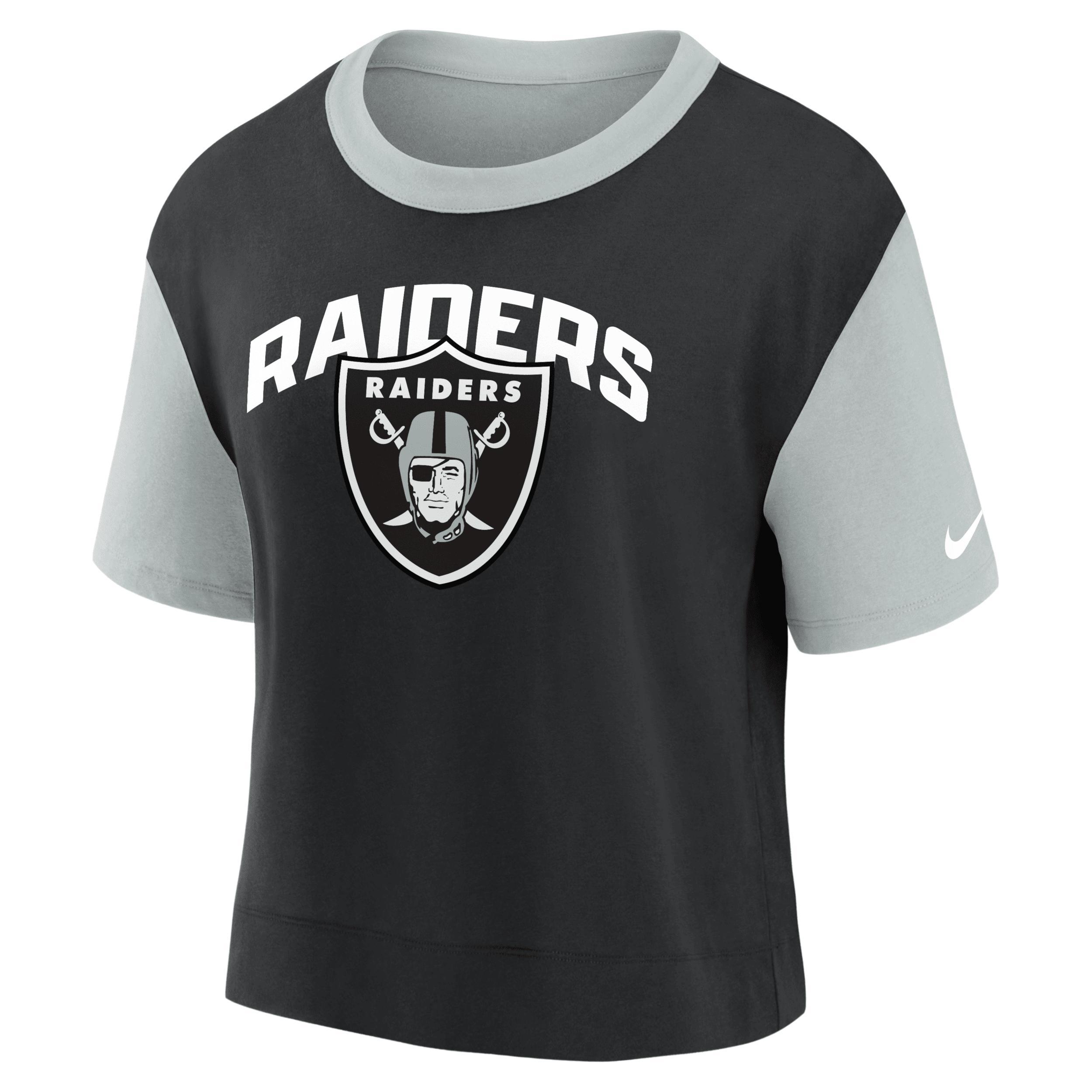 Womens Nike Silver/Black Las Vegas Raiders High Hip Fashion T-Shirt Product Image