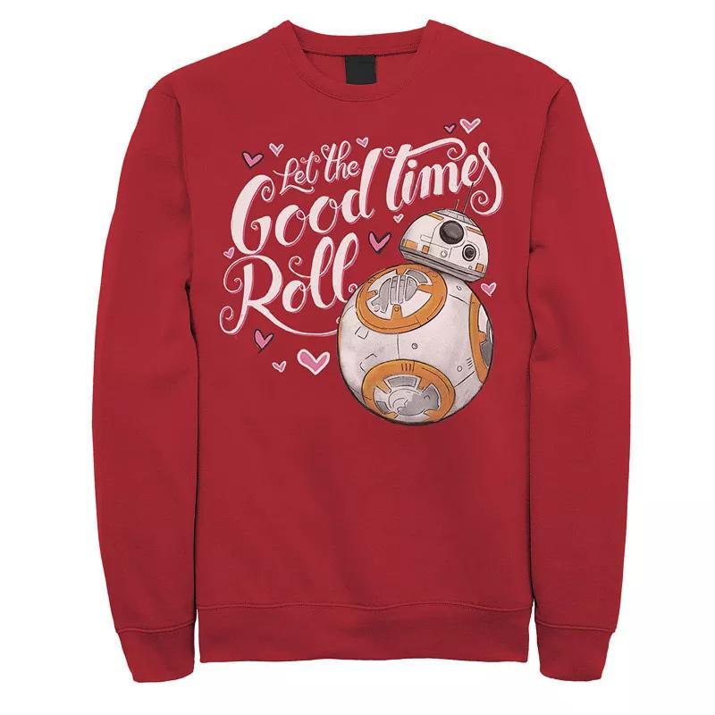 Men's Star Wars Valentines Good Times Roll Hearts Graphic Fleece Pullover, Size: Small, Red Product Image