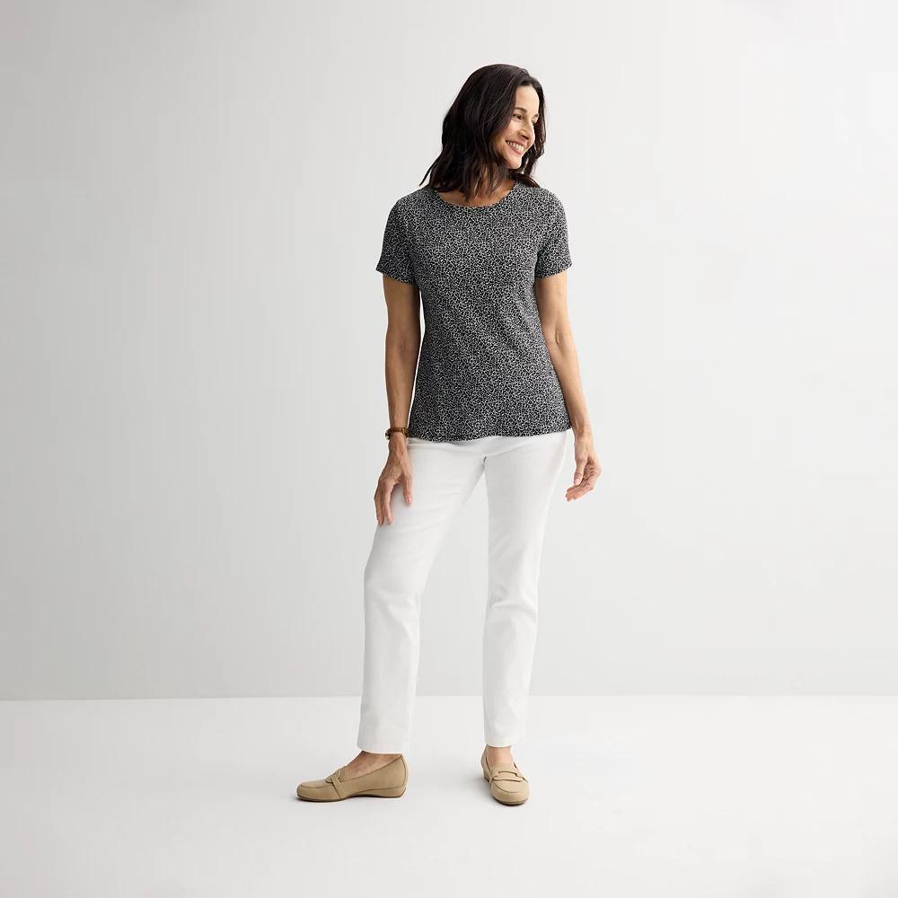 Women's Croft & Barrow® Essential Crewneck Tee, Size: XS, Black Mini Garden Product Image